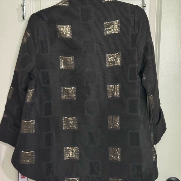 IC COLLECTION Black and Gold Blazer with Artistic Design - Picture 4 of 14